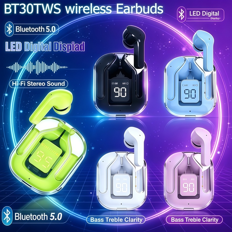 Noise Cancelling Headphone - หูฟังบลูทูธไร้สาย BT30 TWS รุ่น 2026 หูฟังสำหรับกีฬาและเกมมิ่ง