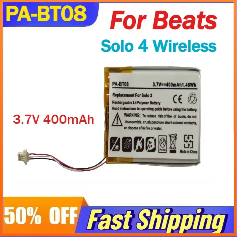 Beats Headphone Solo 4 - แบตเตอรี่ลิเธียมไอออนแบบชาร์จได้ PA-BT08 3.7V 400mAh สำหรับหูฟังไร้สาย Beats