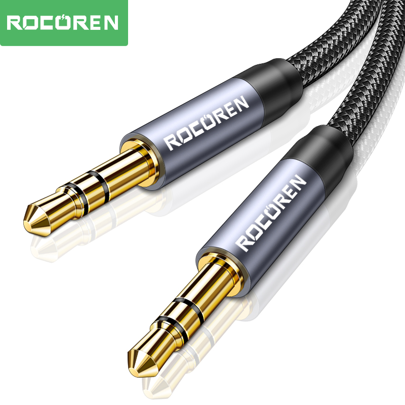 Cable Extension 3.5 - Rocoren แจ็คสายออดิโอแจ็ค3.5มม. สายสัญญาณเสียงตัวผู้3.5มม. สำหรับหูฟังโทรศัพท์ในรถยนต์ MP3ลำโพงคอมพิวเตอร์สาย AUX