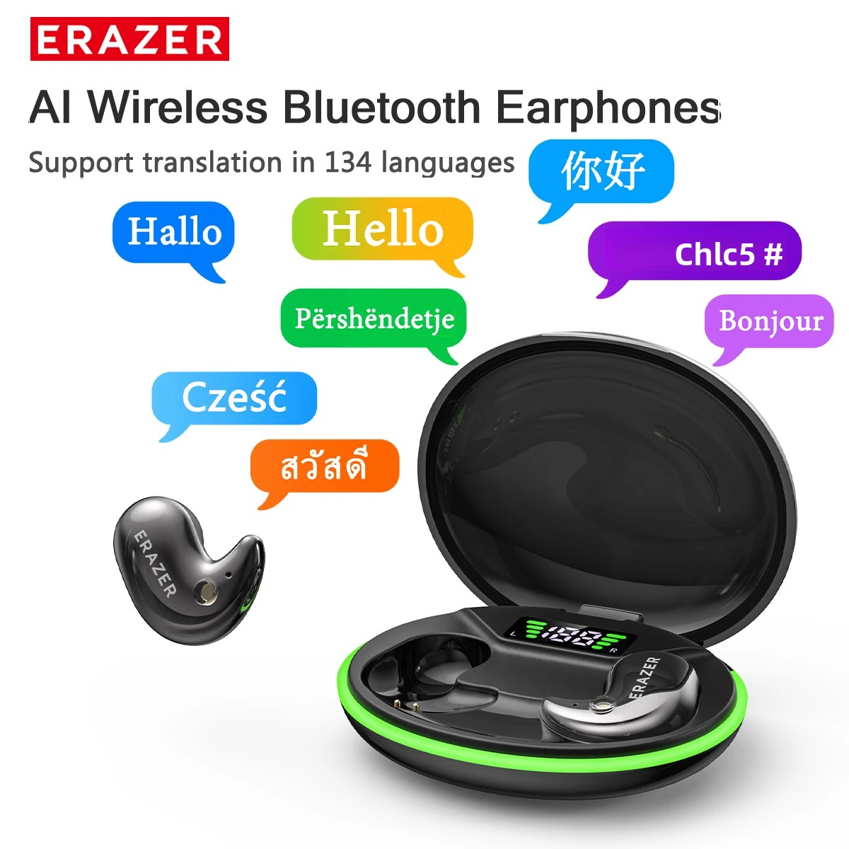 Earbuds Charging Case - หูฟังบลูทูธแบบอินเอียร์ EARZER XF58 พร้อมไมโครโฟน หูฟังแปลภาษา TWS