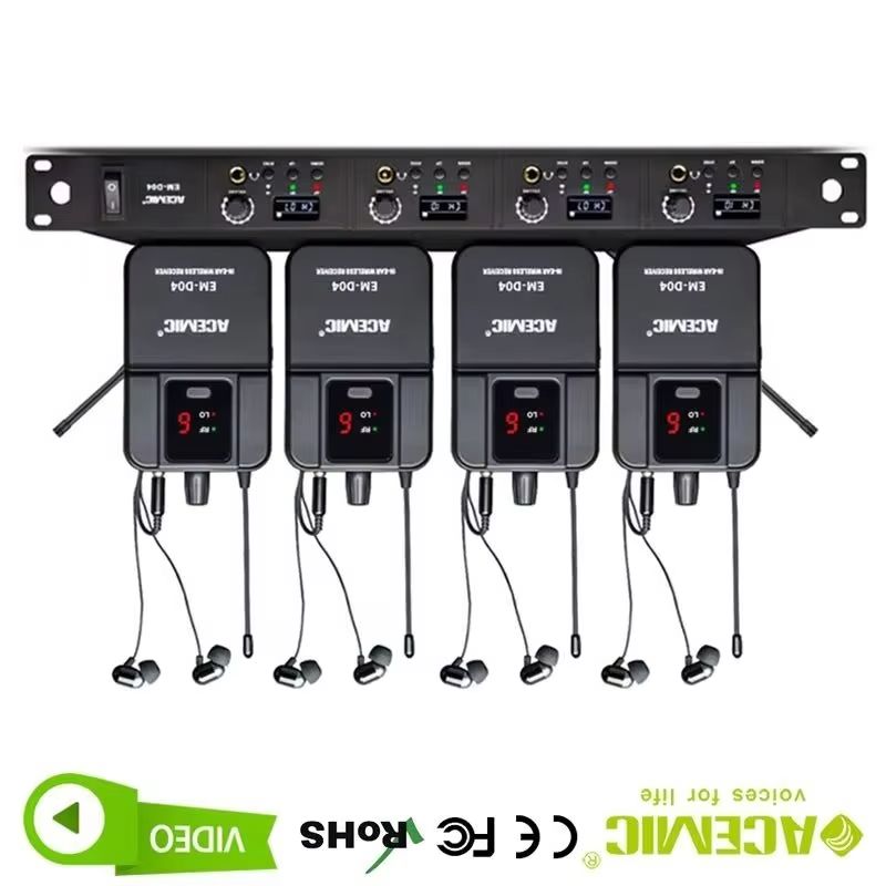 In Ear Monitor Iem - ระบบมอนิเตอร์แบบไร้สาย 4 ช่องสัญญาณในหู Acemic Professional UHF