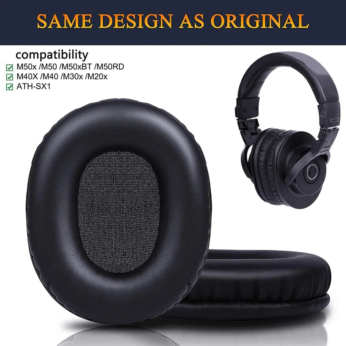 Audio Technica Headphone Ath-M20X - แผ่นรองหูทดแทน M50X ที่เข้ากันได้กับเทคนิคเสียง M50 M50X M50XBT