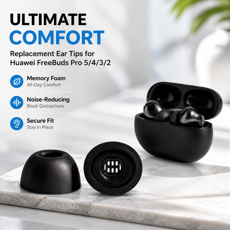 Earphone Foam Tip - จุกหูฟังเมมโมรี่โฟมสามชั้น ป้องกันเสียงรบกวน ใช้ได้กับหูฟัง Huawei FreeBuds Pro