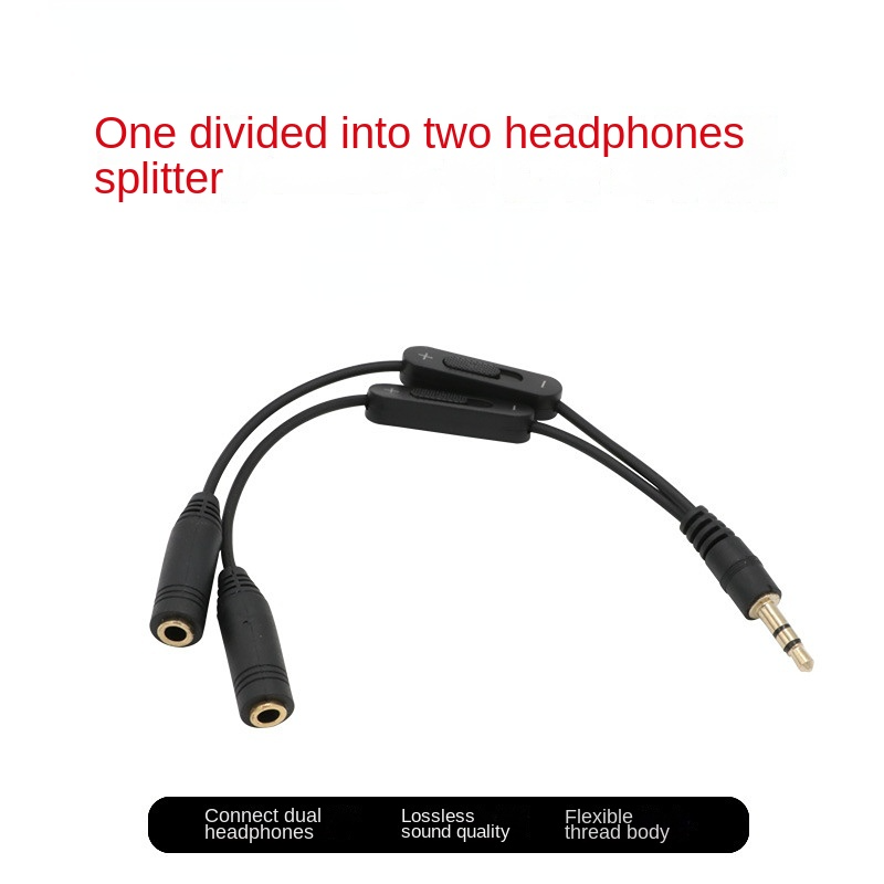 Earphone Splitter Jack - 3.5แจ็คแจ็คสเตอริโอ3.5มม.สายออดิโอ Y Splitter อะแดปเตอร์ควบคุมระดับเสียงหูฟัง AUX สาย