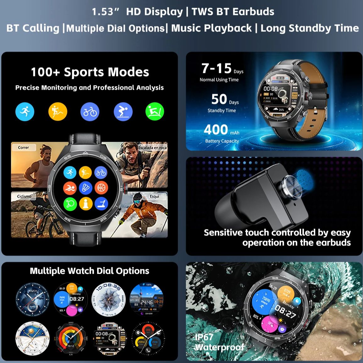 นาฬิกาอัจฉริยะพร้อมหูฟัง NFC 2 - Sports Earphone Hook บทวิจารณ์และราคา