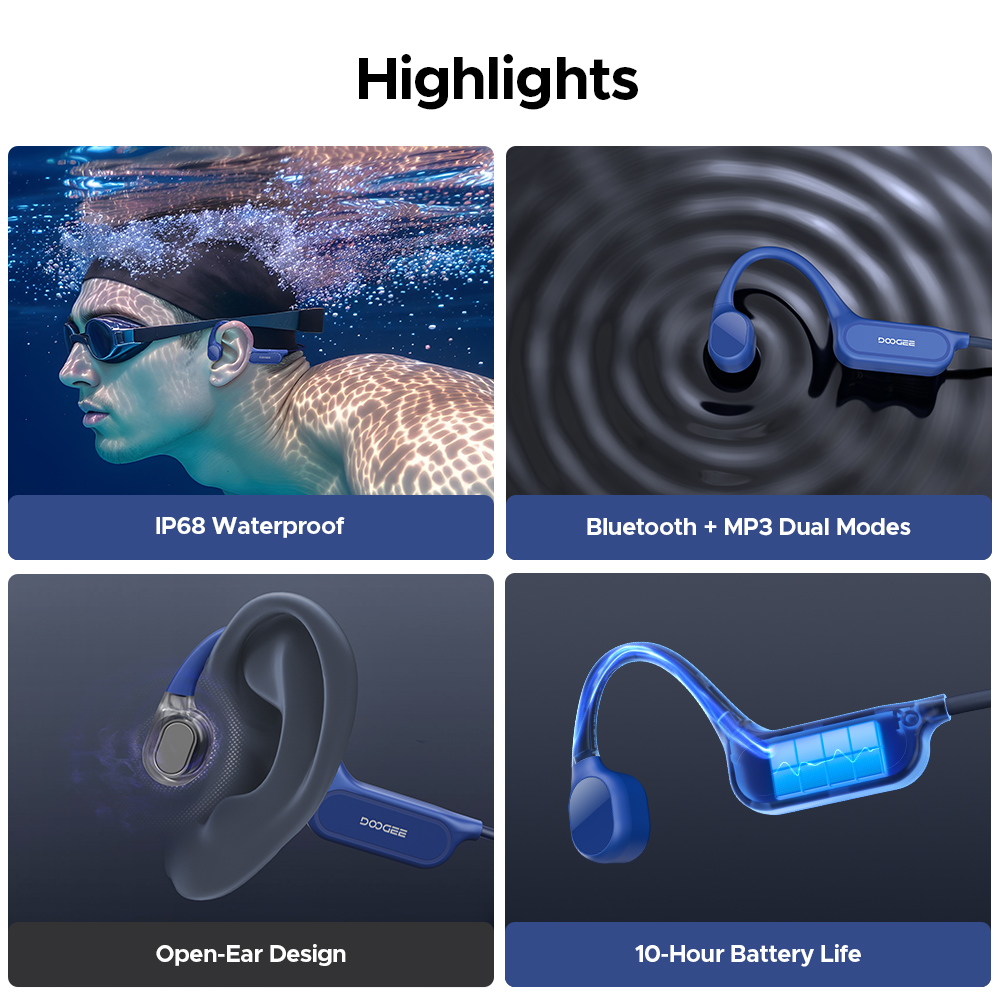 หูฟังบลูทูธไร้สาย DOOGEE BoneB - Sports Earphone Hook บทวิจารณ์และราคา