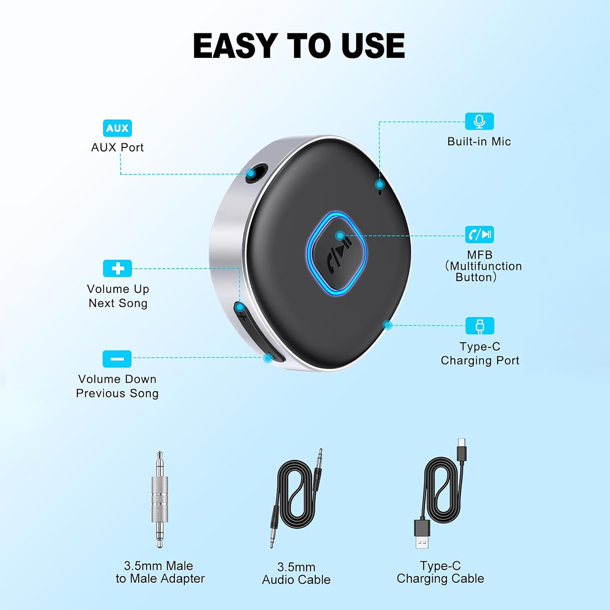 อะแดปเตอร์บลูทูธ AUX สำหรับรถย - Bluetooth Adapter Receiver บทวิจารณ์และราคา